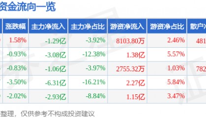 股票行情快报:指南针(300803)8月5日主力资金净卖出1.29亿元