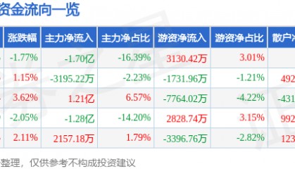 股票行情快报:指南针(300803)6月13日主力资金净卖出1.70亿元
