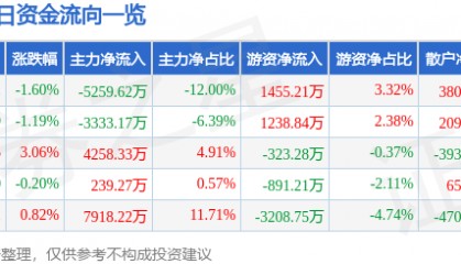 股票行情快报：方正科技（600601）3月13日主力资金净卖出5259.62万元