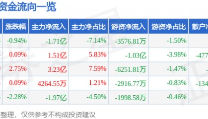 股票行情快报：比亚迪（002594）12月4日主力资金净卖出1.71亿元